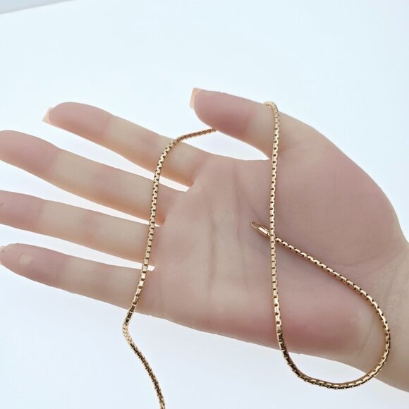 "Slim Rose Gold Box Chain Necklace for Men & Women, 19.7 Inch Length, XPNL0077 - Picture 11 of 12